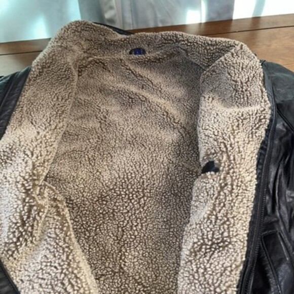 J Ashford Brown Leather Jacket Sherpa Lined Full Zip Large - Picture 8 of 9
